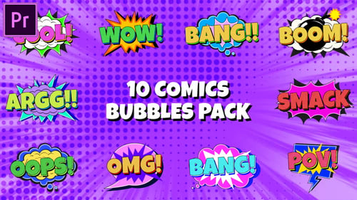 Download Comic Bubbles Pack MOGRT for Premier Pro Premiere Pro Template