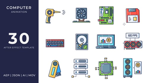 Download Computer Animated Icons | After Effects After Effect Template