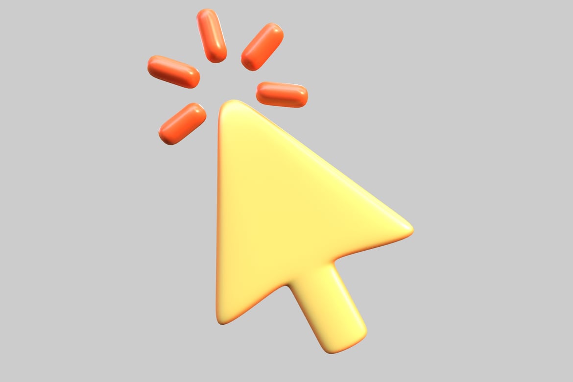 Download Computer mouse cursor with orange ovals 3D Model