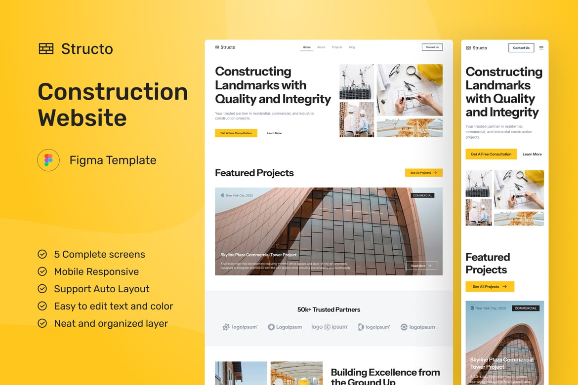 Download Construction Website Figma UI Template Figma Design