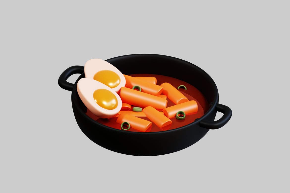 Download Contemporary Pot with Carrots and Egg 3D Model