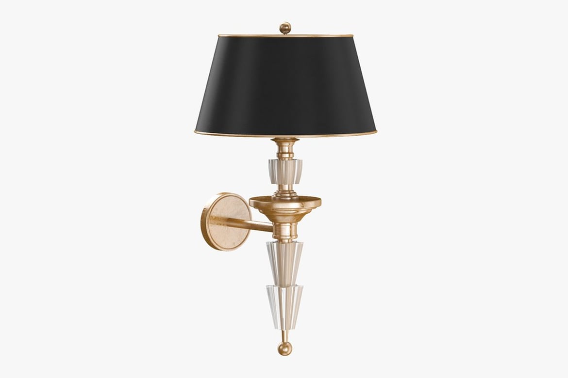 Download Contemporary Wall Light, Gold and Black Conical Wall Lamp with Glass Stem 3D Model