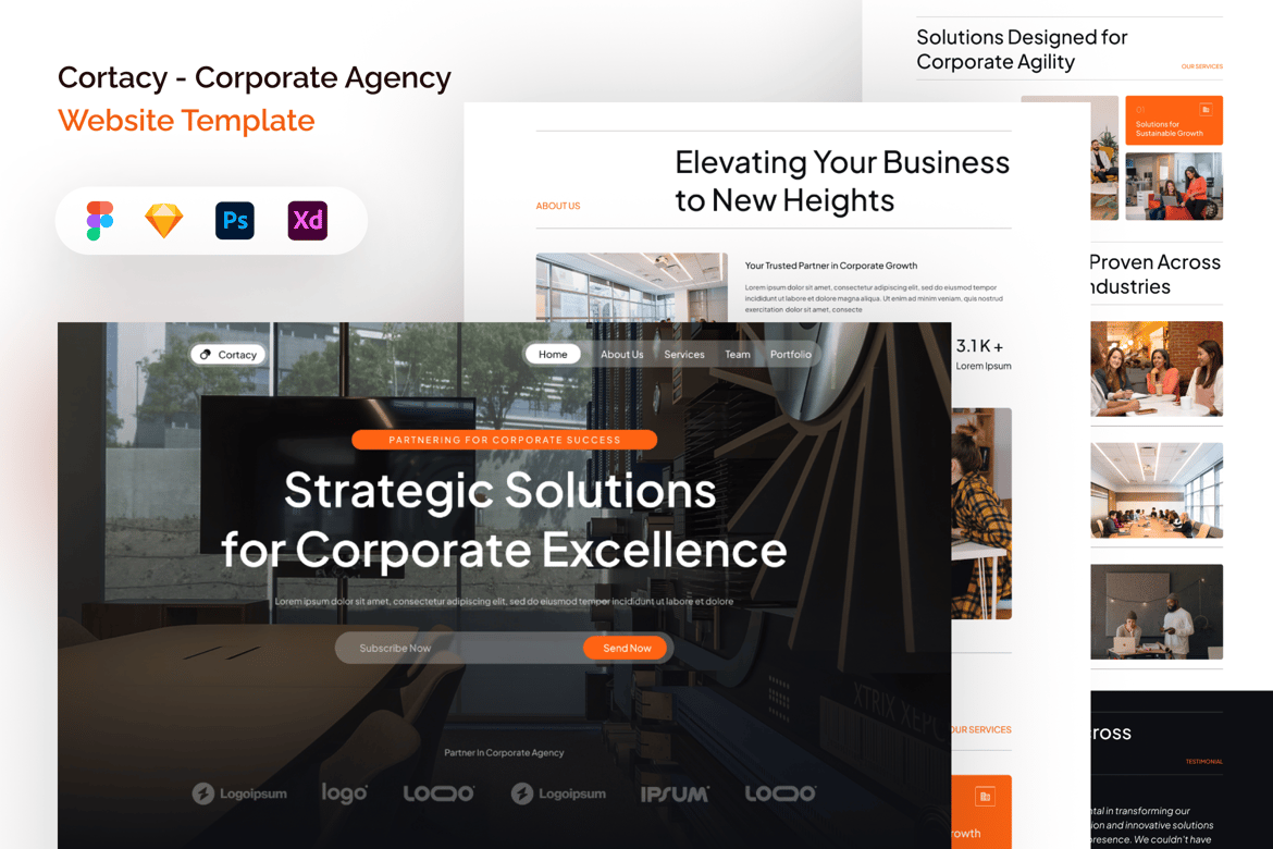 Download Cortacy - Corporate Agency Website Template Figma Design