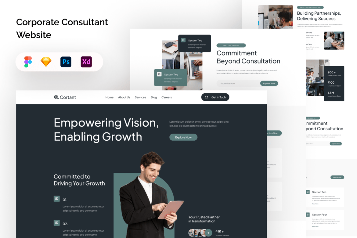 Download Cortant - Corporate Consultant Website Template Figma Design