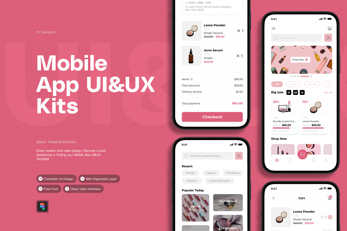 Download Cosmetic Shop - Mobile App UI&UX Figma Design