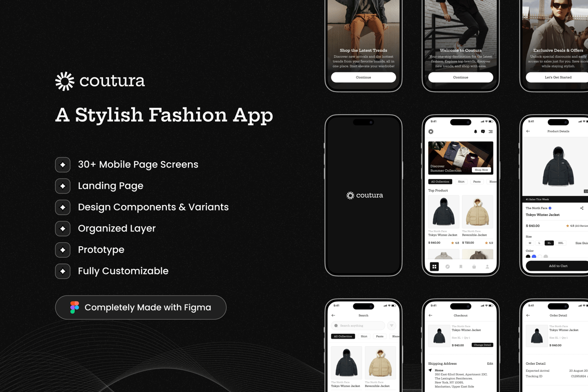 Download Coutura - Fashion App UI Kit Figma Design