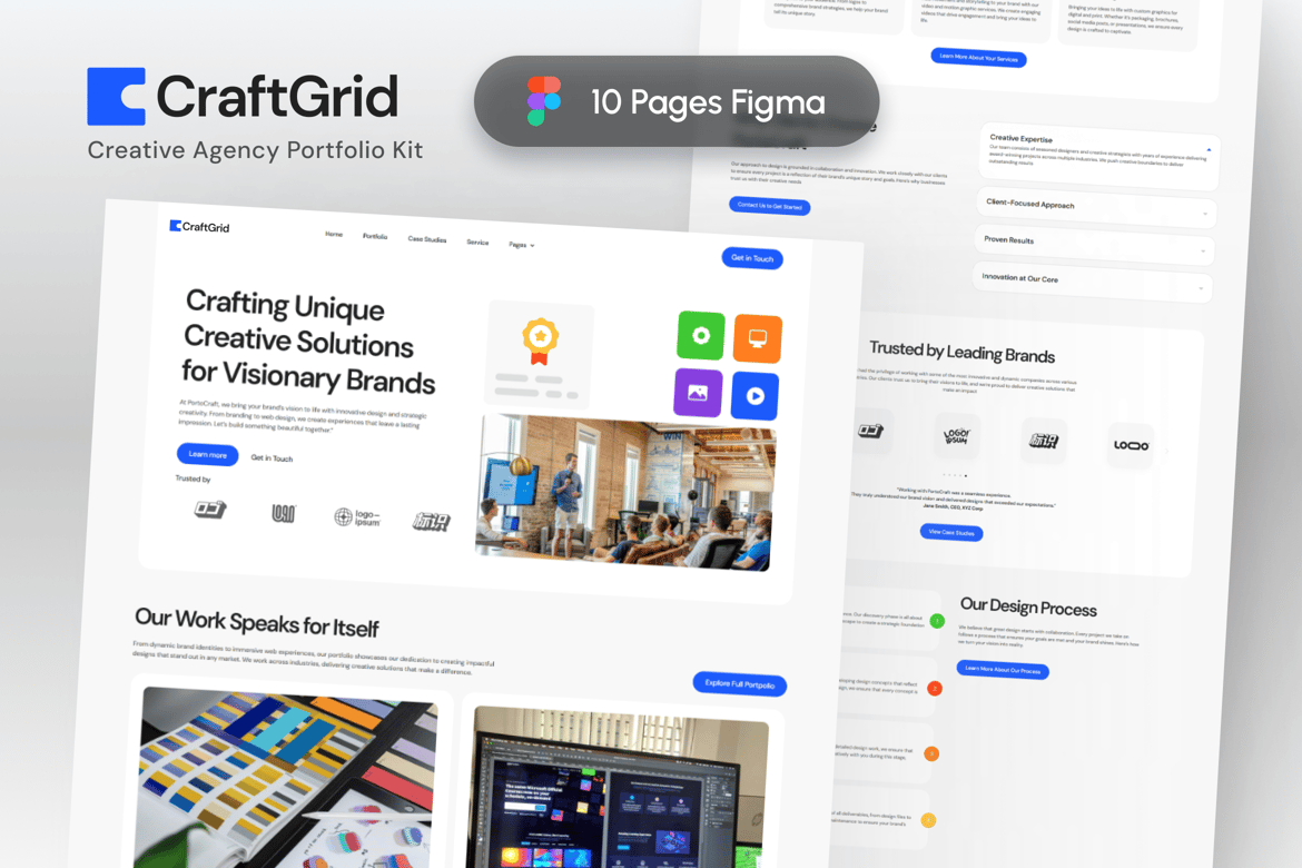 Download CraftGrid - Creative Agency Portfolio Kit Figma Design