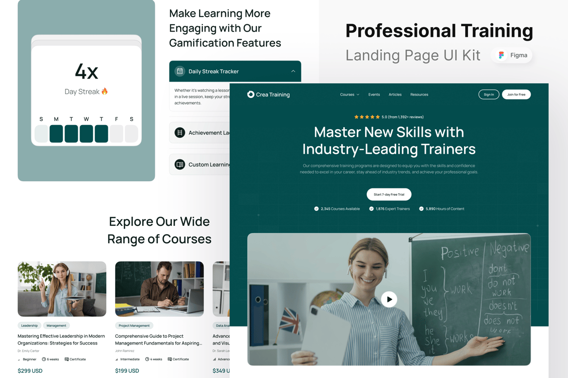 Download Crea Training - Professional Training Landing Page Figma Design