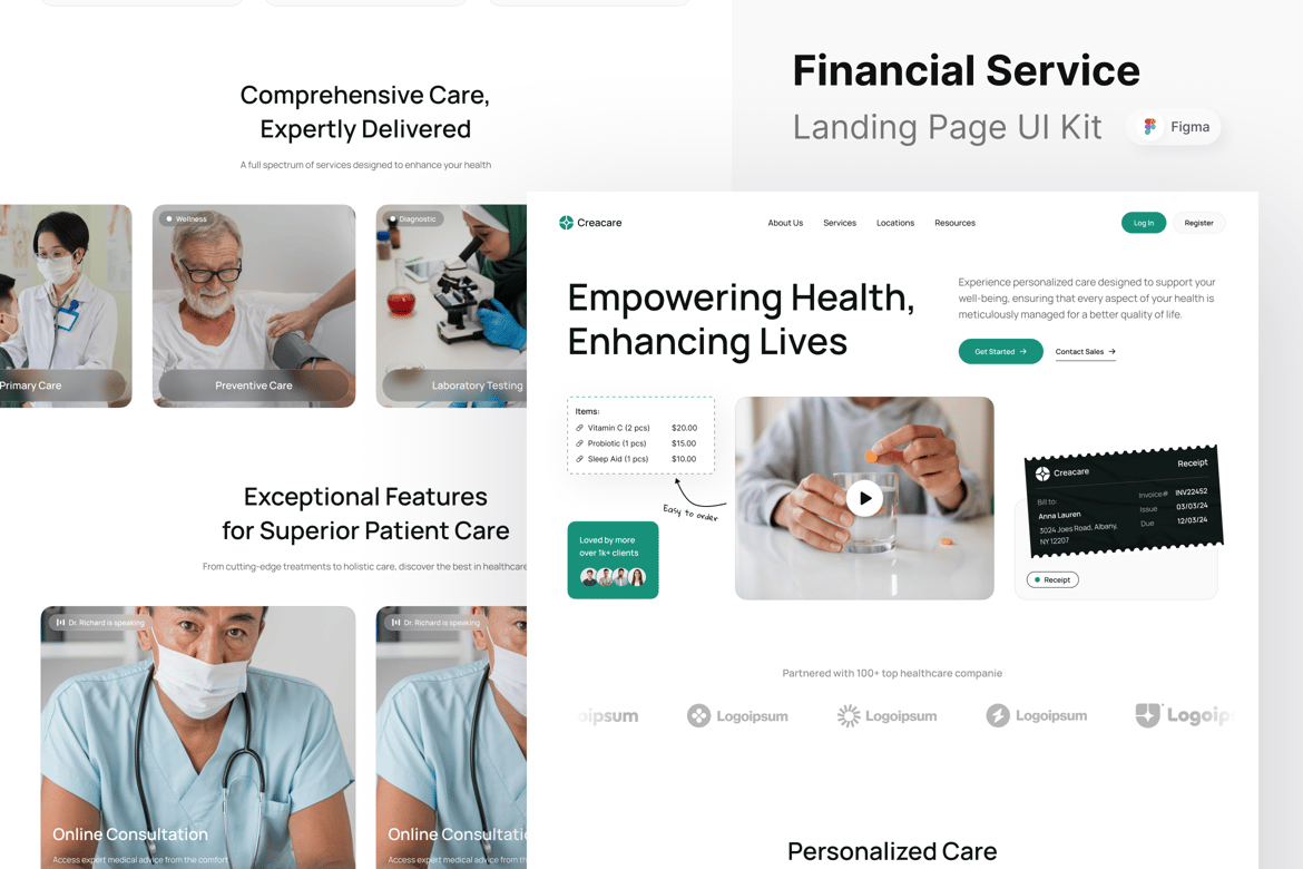 Download Creacare - Healthcare Landing Page Figma Design