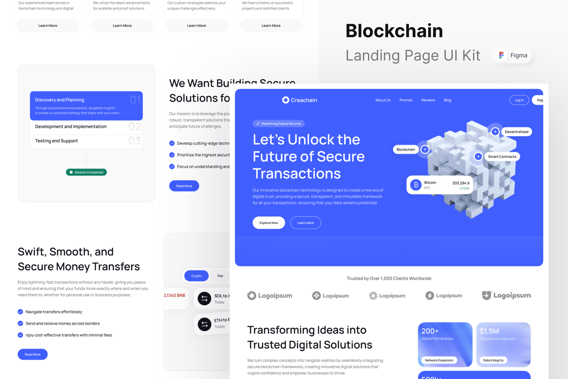 Download Creachain - Blockchain Landing Page Figma Design