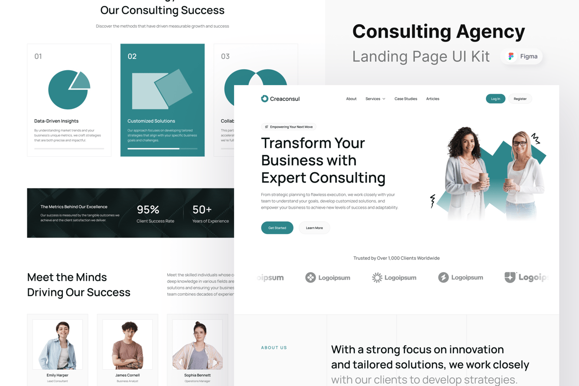 Download Creaconsul - Consulting Agency Landing Page Figma Design