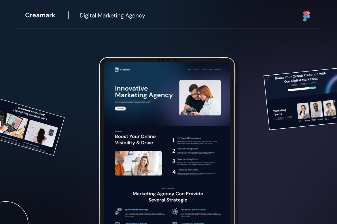 Download Creamark - Digital Marketing Agency Figma Website Figma Design