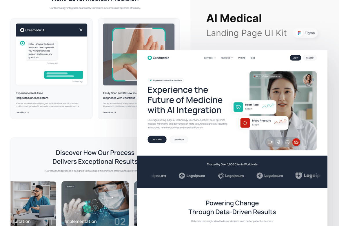 Download Creamedic - AI Medical Landing Page Figma Design