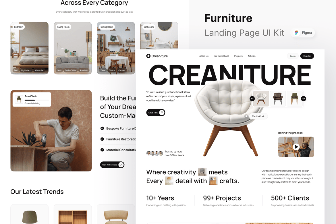 Download Creaniture - Furniture Landing Page Figma Design