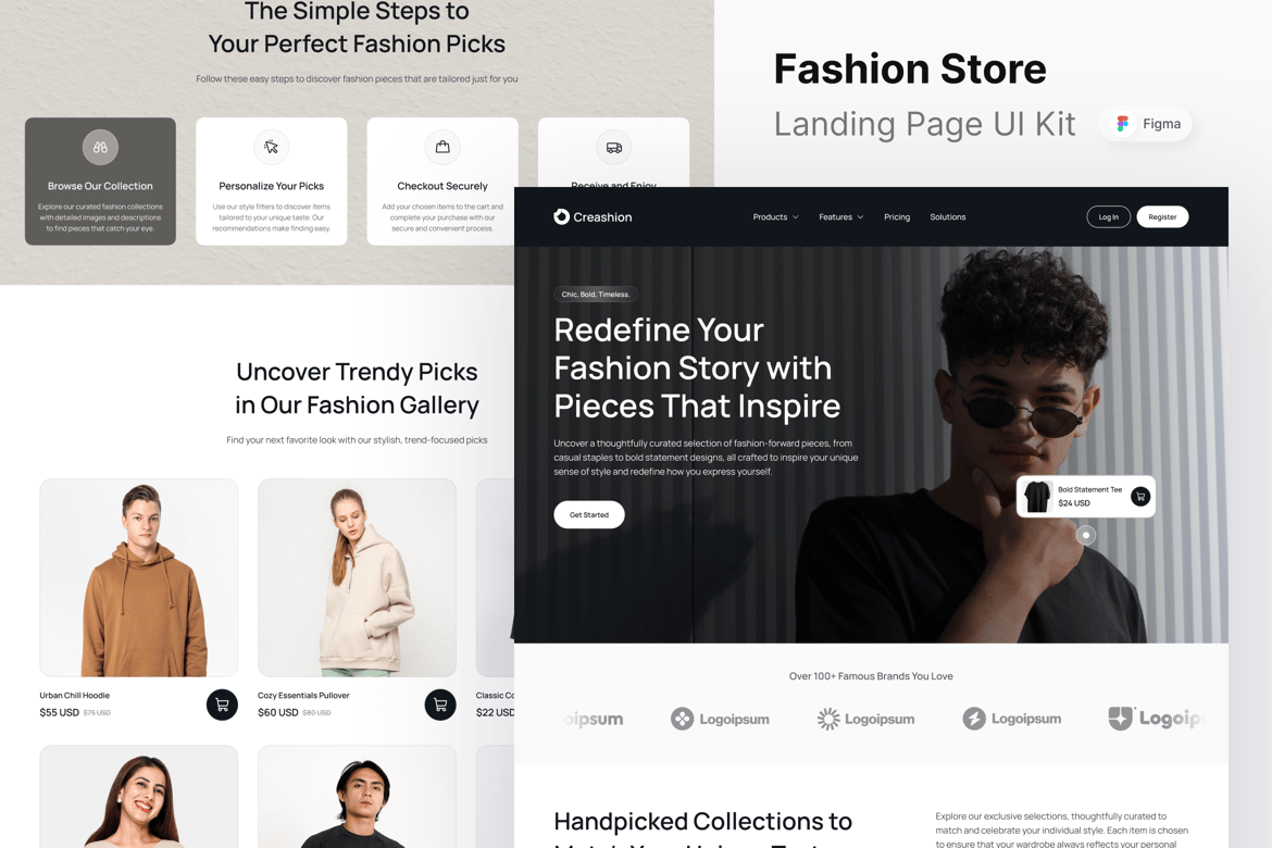 Download Creashion - Fashion Store Landing Page Figma Design