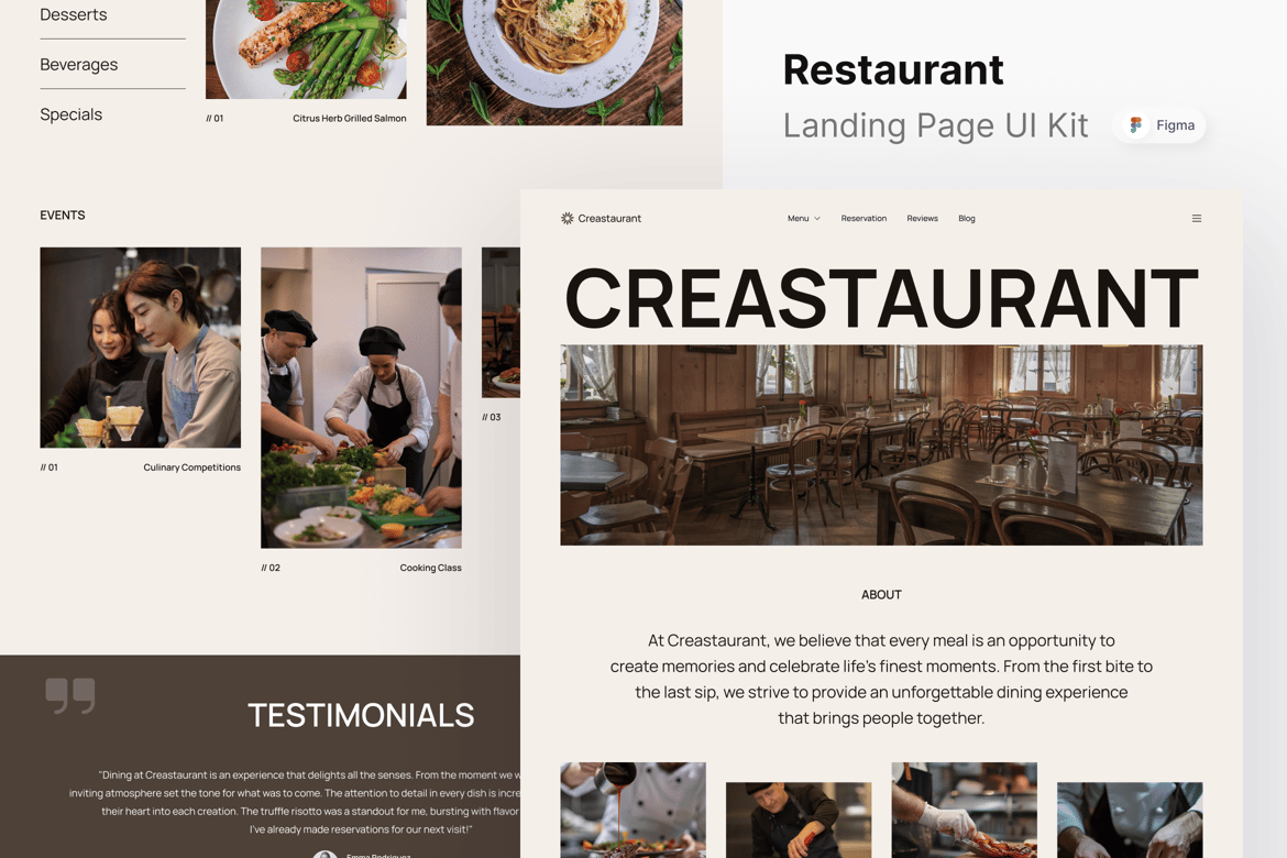 Download Creastaurant - Restaurant Landing Page Figma Design