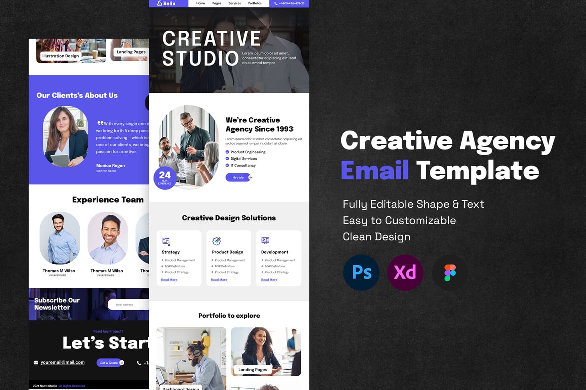 Download Creative Agency Email Newsletter Template Figma Design