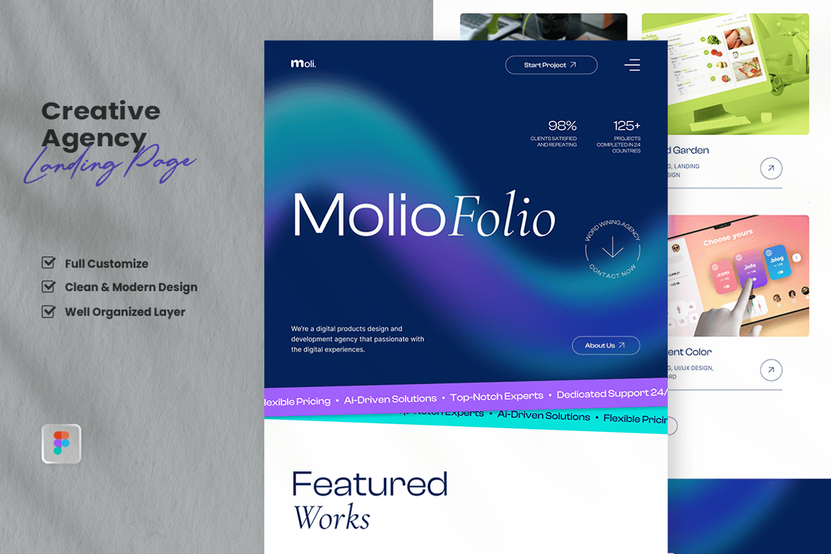 Download Creative Agency Landing Page - Moli Figma Design