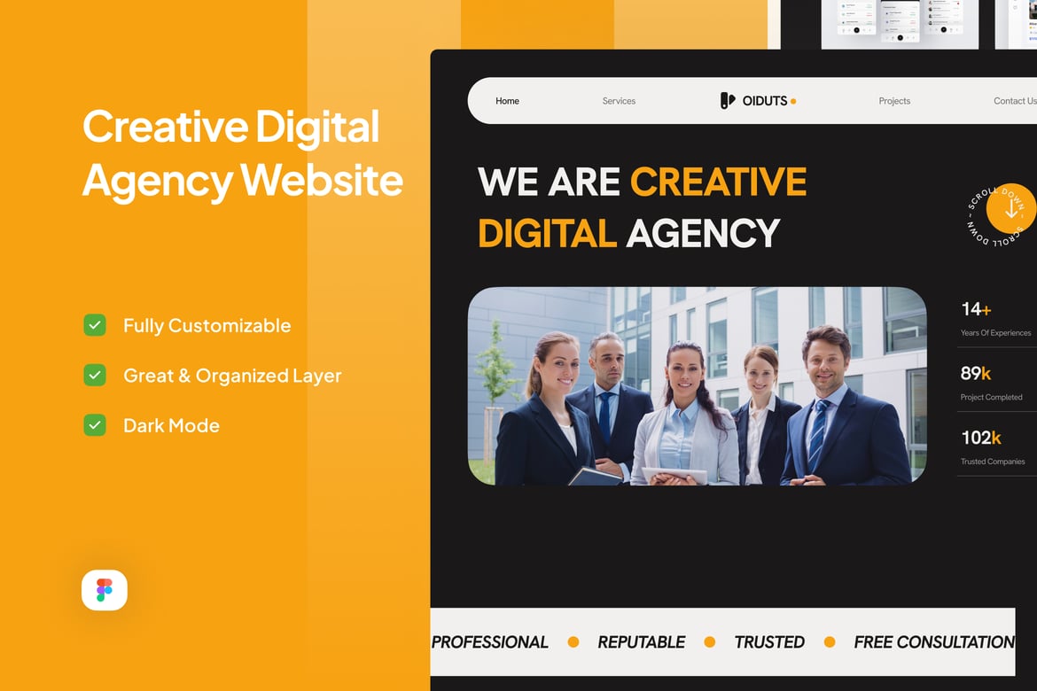 Download Creative Digital Agency Landing Page - OIDUTS Figma Design