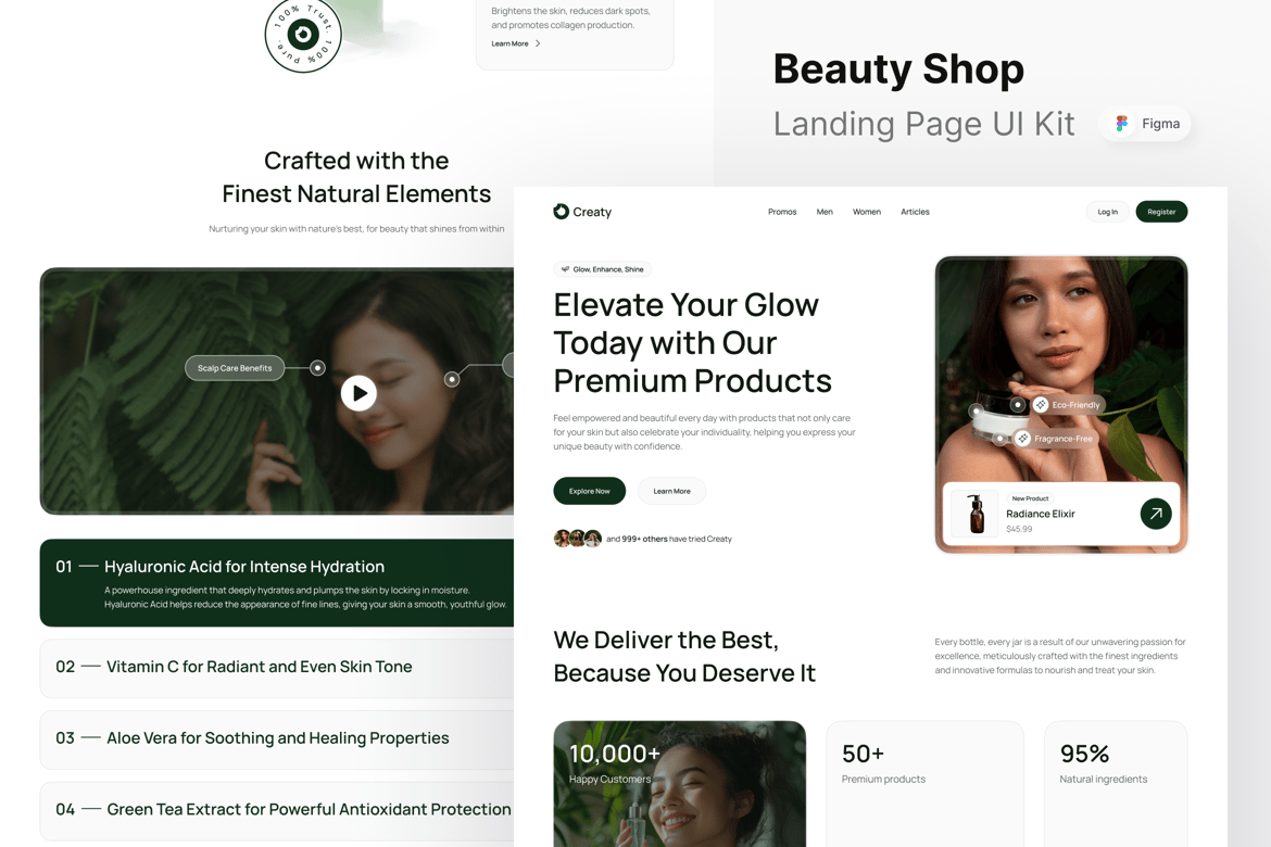 Download Creaty - Beauty Shop Landing Page Figma Design