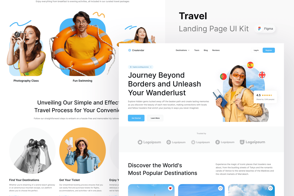 Download Creavel - Travel Landing Page Figma Design