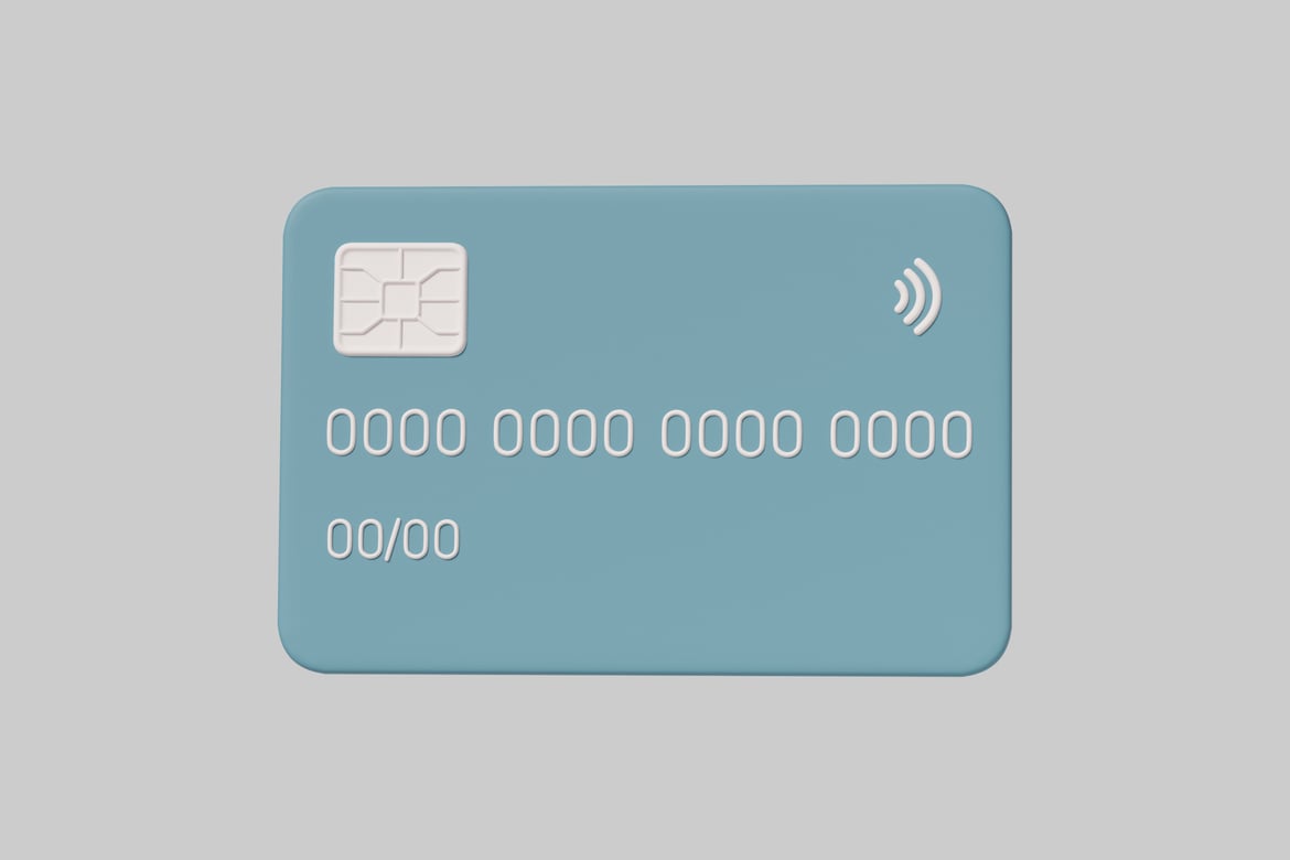 Download Credit card with Wi-Fi symbol. 3D Model