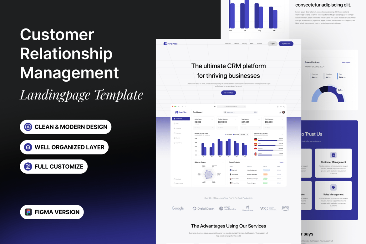 Download CRM - Landing Page Figma Design