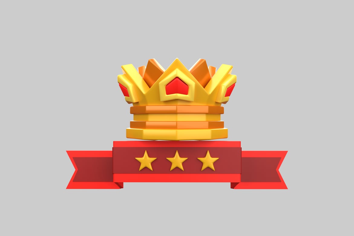 Download Crown with gold coins and banner 3D Model