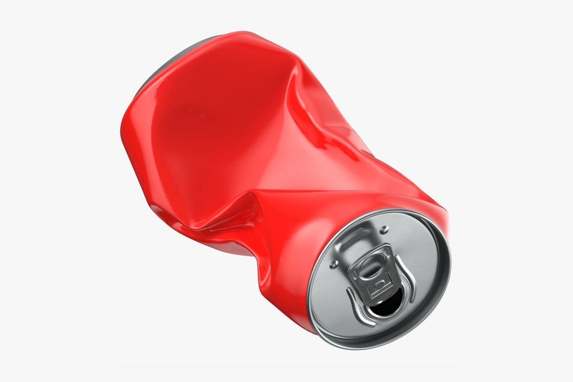 Download Crushed Red Can with Silver Lid 3D Model