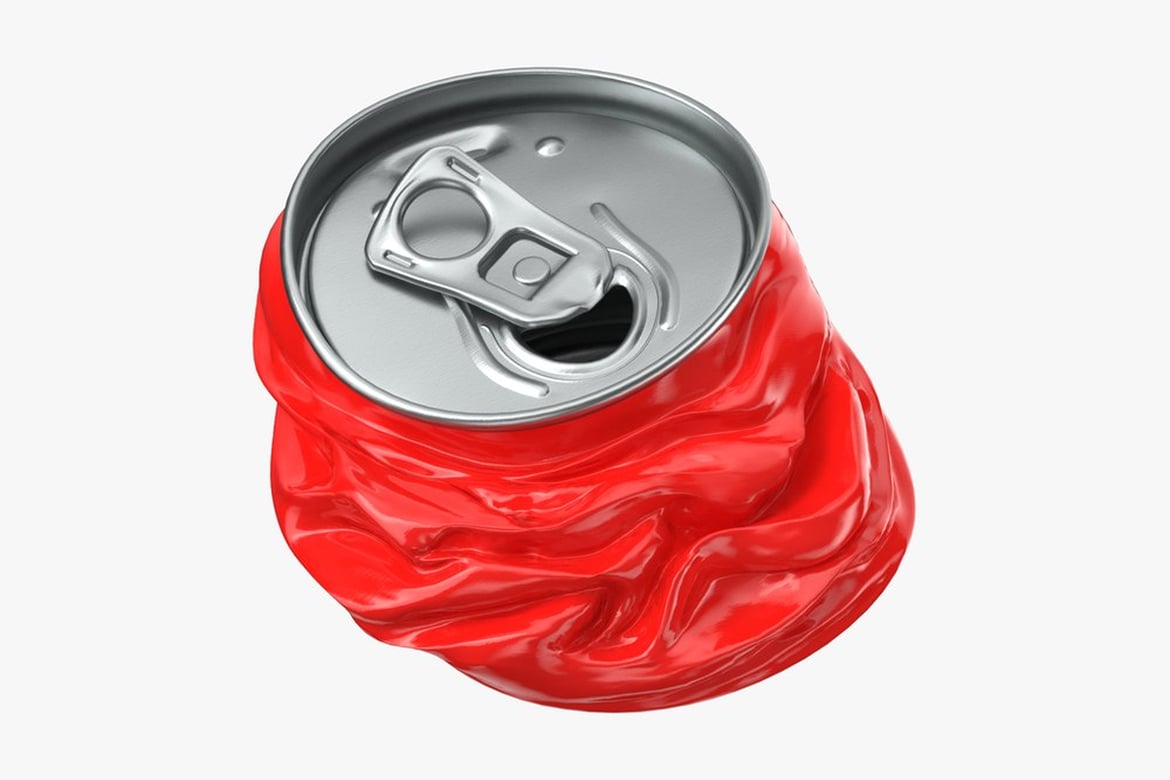 Download Crushed Red Can with Silver Top 3D Model