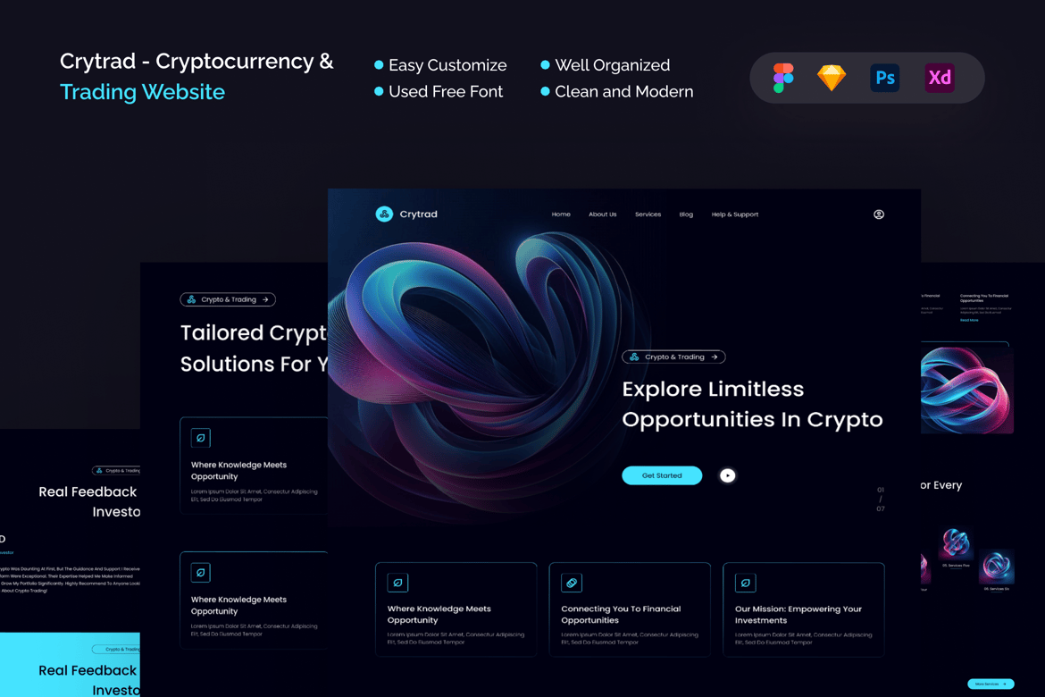 Download Crytrad - Cryptocurrency & Trading Website Figma Design