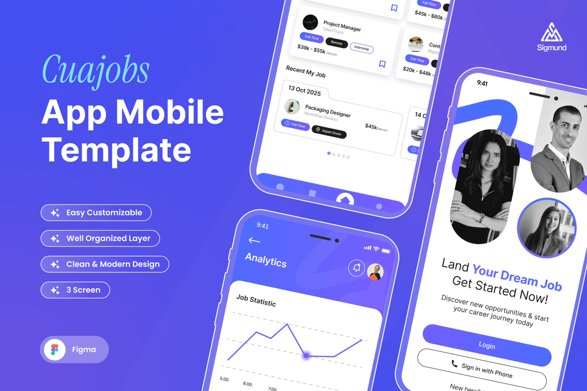 Download Cuajobs - Job Finder App Mobile UI Kits Figma Design