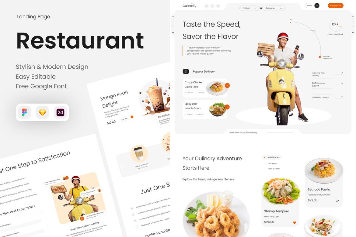 Download Culinarify - Food Delivery Landing Page Figma Design