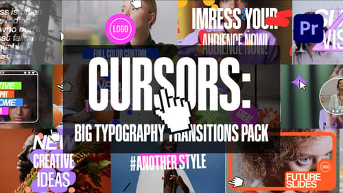 Download Cursors: Big Typography Transitions Pack Premiere Pro Template