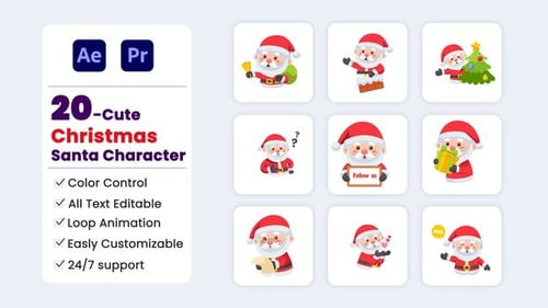 Download Cute Christmas Santa Character After Effect Template