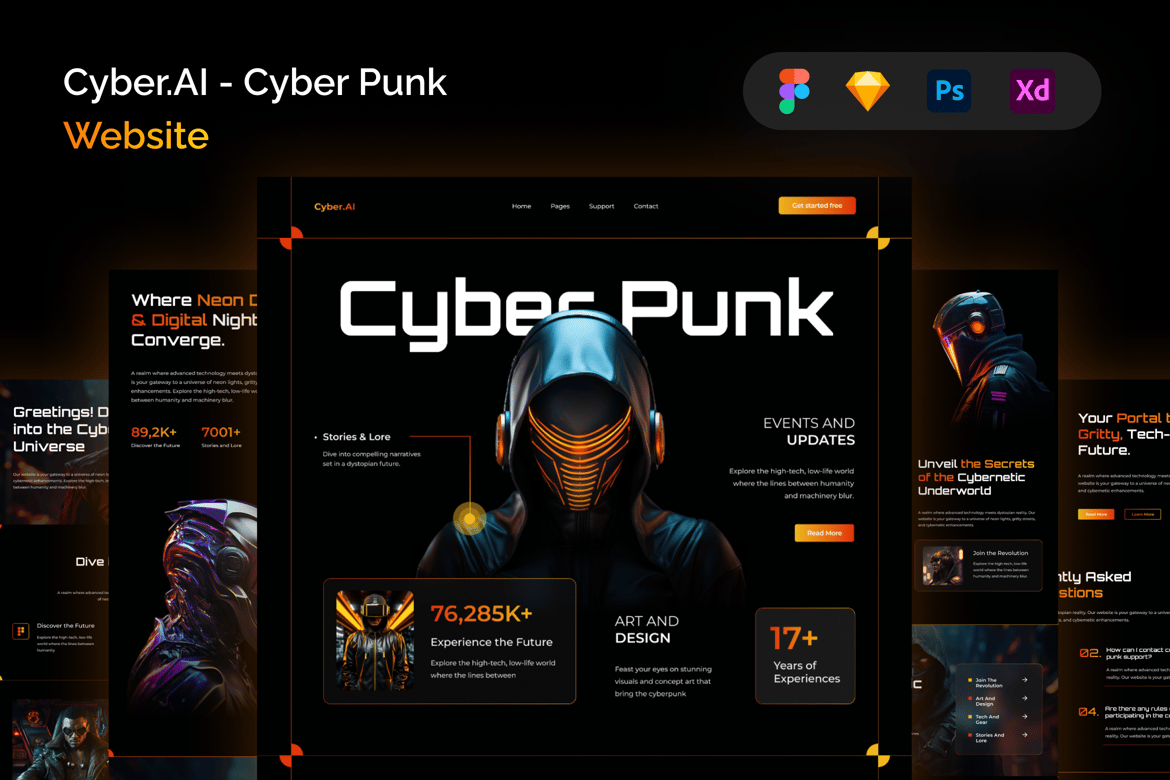 Download Cyber.AI - Cyber Punk Website Figma Design