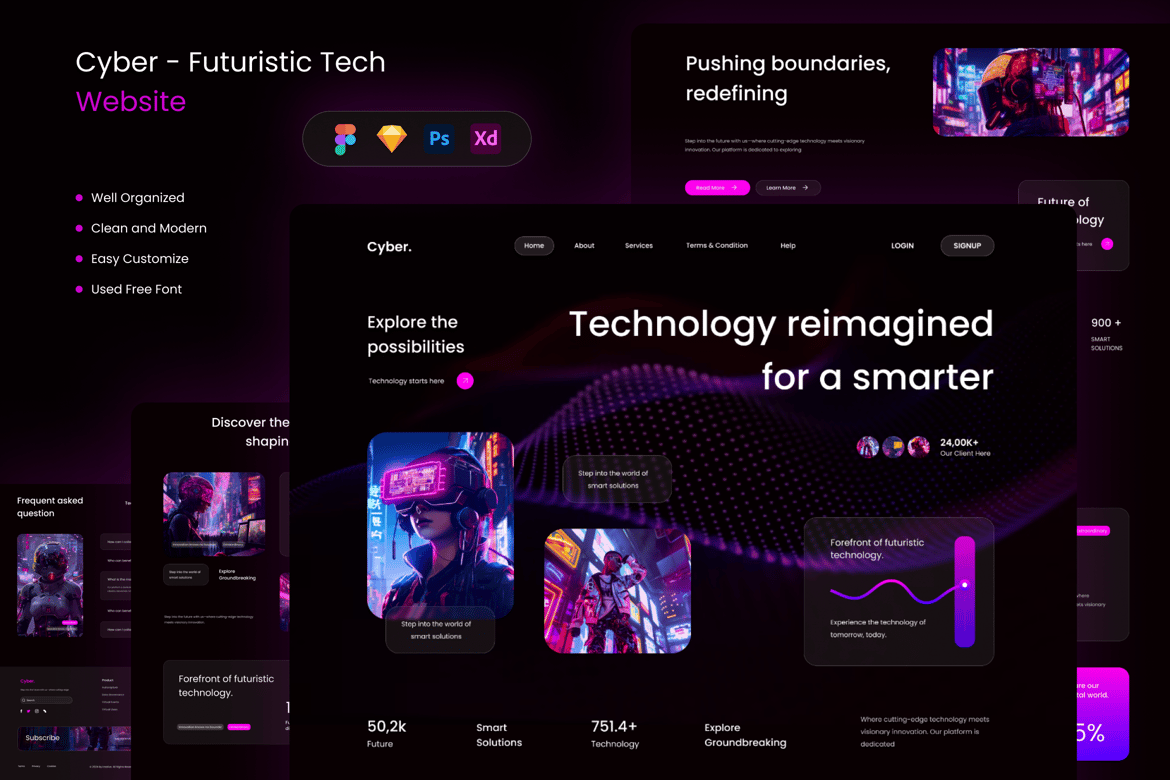 Download Cyber - Futuristic Tech Website Figma Design