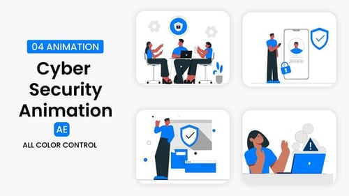 Download Cyber security illustration Scene After Effect Template