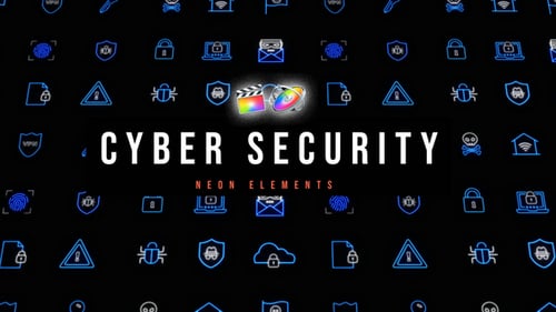 Download Cyber Security Neon Icons Apple Motion Template