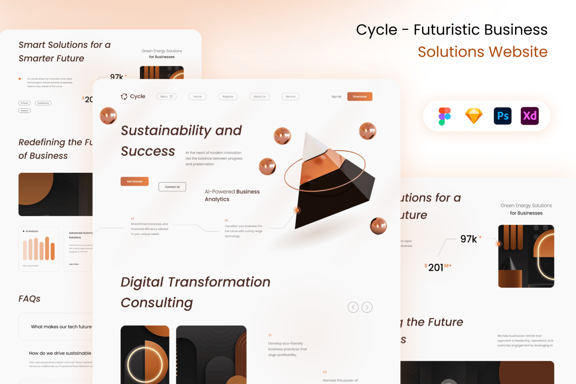 Download Cycle - Futuristic Business Solutions Website Figma Design