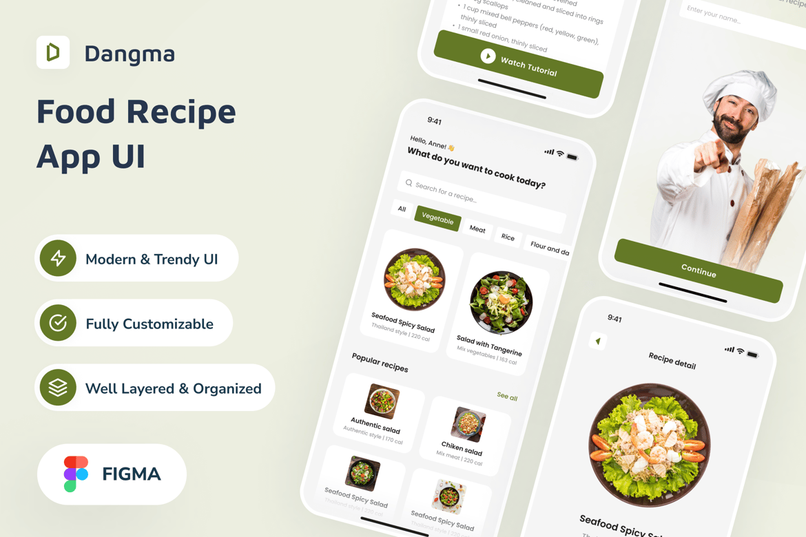 Download Dangma - Food Recipe App UI Figma Design