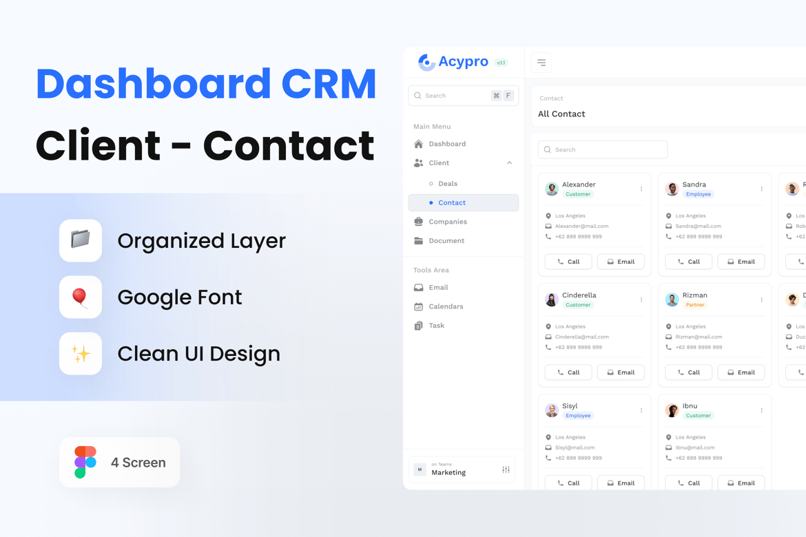 Download Dashboard CRM Client - Contact Figma Design