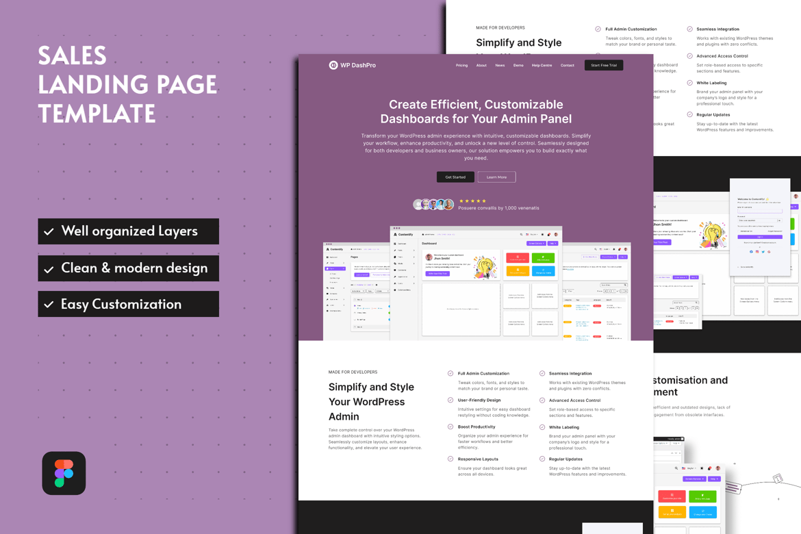 Download DashPro - Sales Landing Page Template Figma Design