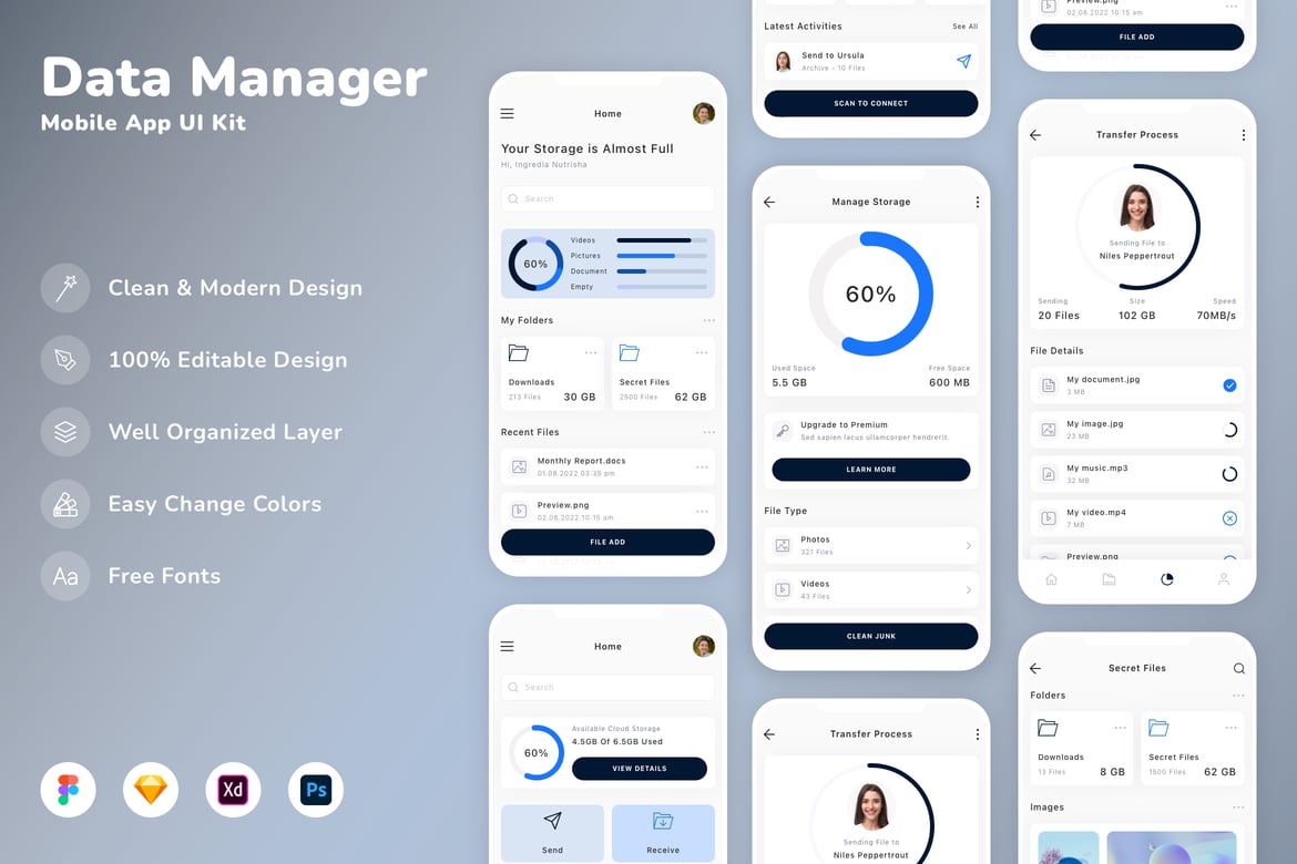 Download Data Manager Mobile App UI Kit Figma Design