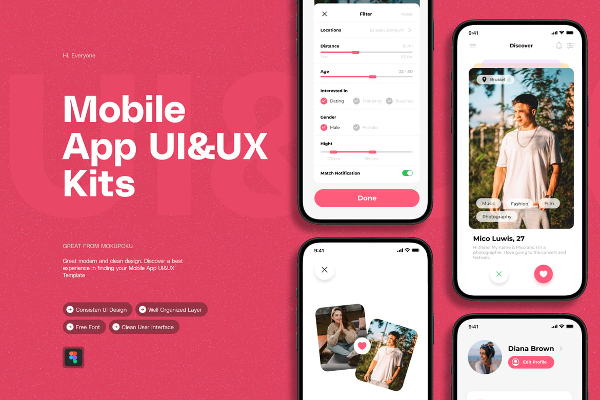 Download Dating Apps - Mobile App UI&UX Figma Design