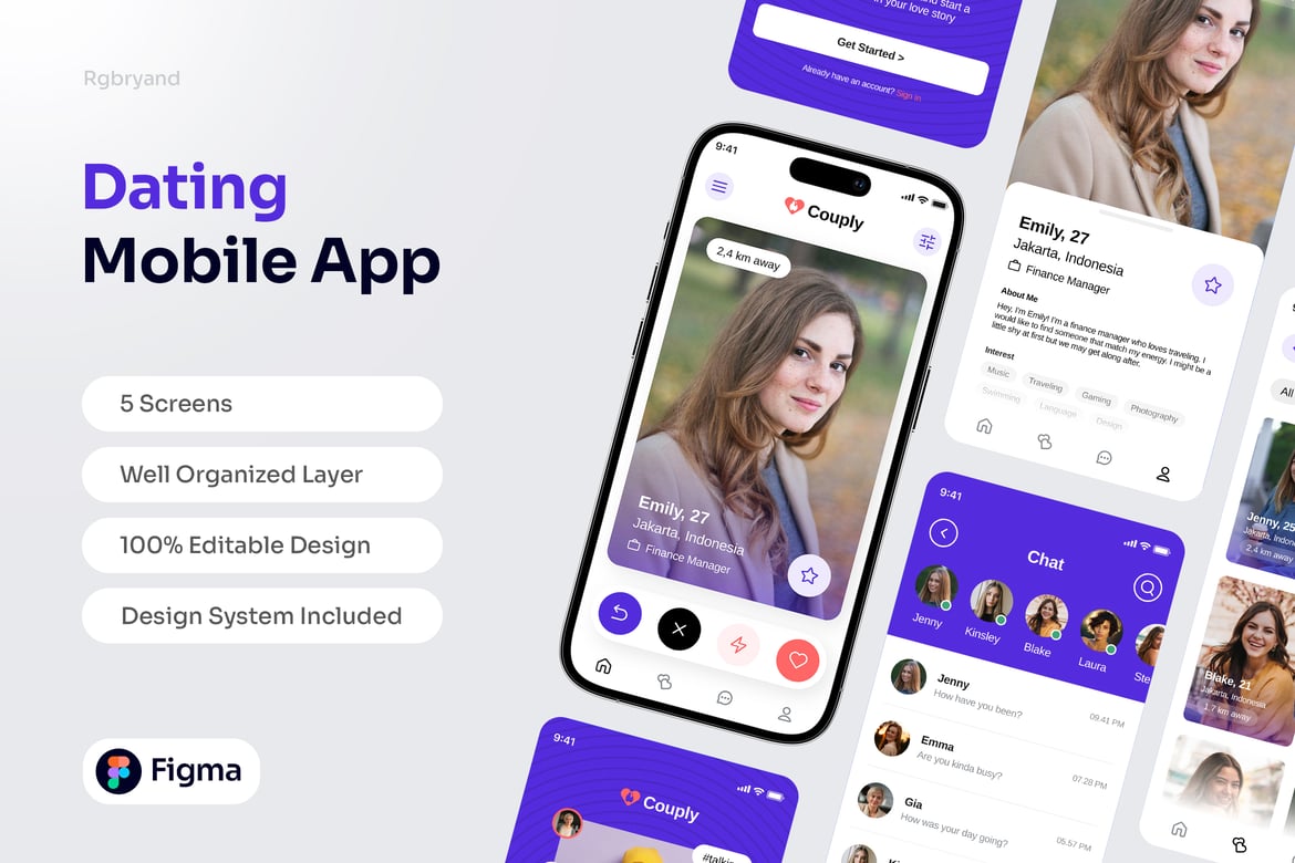 Download Dating Mobile App Template Figma Design