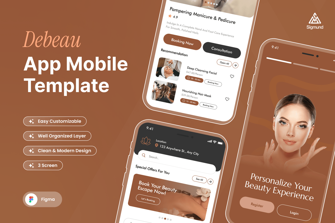 Download Debeau - Hair & Beauty Spa App Mobile UI Kits Figma Design