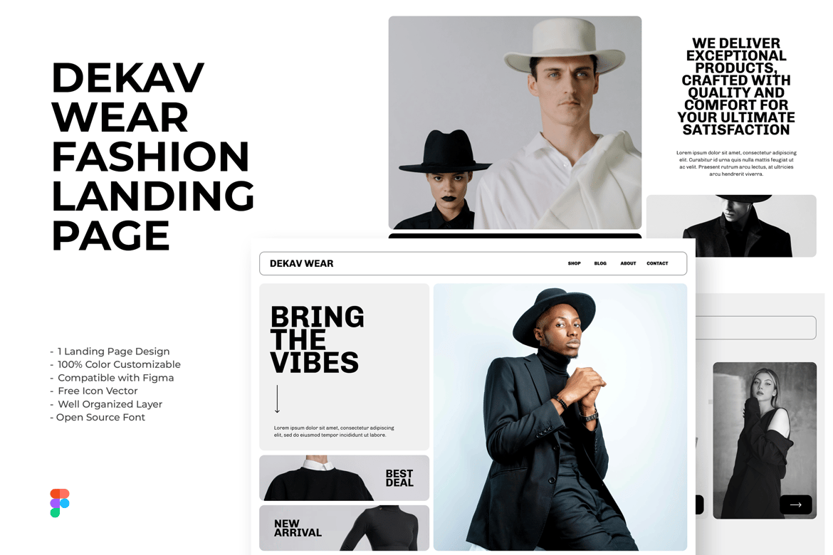 Download Dekav Wear - Landing Page Template Figma Design