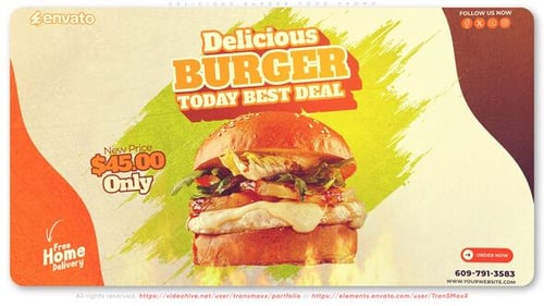 Download Delicious Burger Food Promo After Effect Template