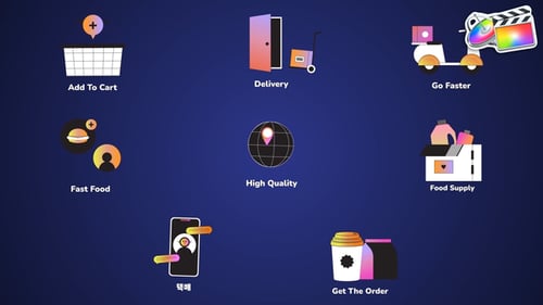 Download Delivery Service Icons And Titles for FCPX Apple Motion Template